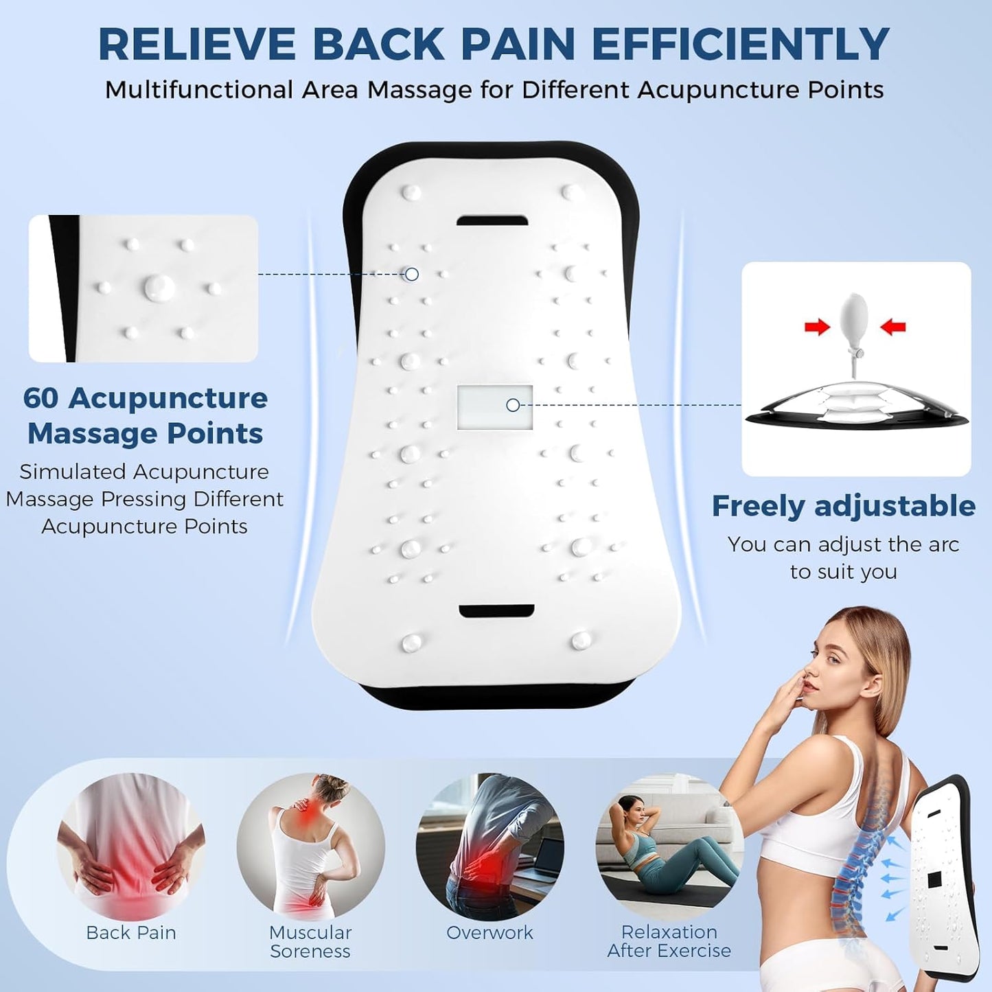 Back Stretcher for Lower Back Pain Relief,Adjustable Lumbar Traction Device, Ergonomic Spine Board with Acupressure Points,Back Massager for Spinal Decompression and Scoliosis - Store - 1