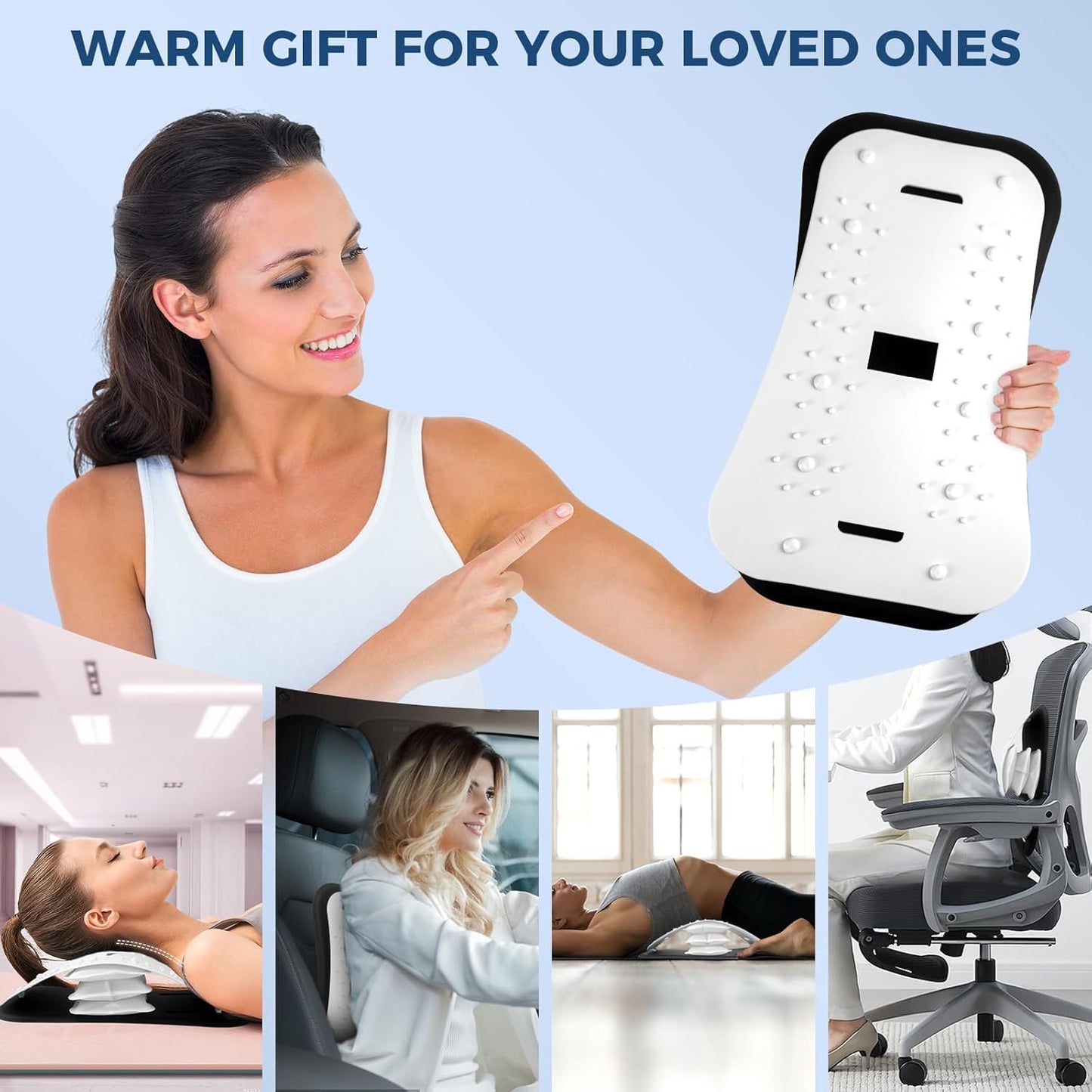 Back Stretcher for Lower Back Pain Relief,Adjustable Lumbar Traction Device, Ergonomic Spine Board with Acupressure Points,Back Massager for Spinal Decompression and Scoliosis - Store - 1