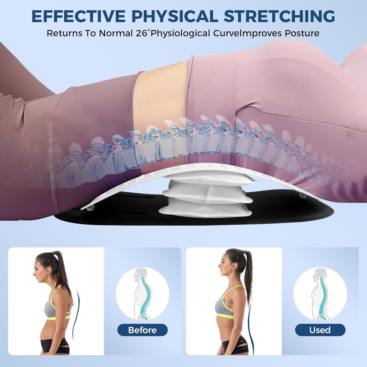 Back Stretcher for Lower Back Pain Relief,Adjustable Lumbar Traction Device, Ergonomic Spine Board with Acupressure Points,Back Massager for Spinal Decompression and Scoliosis - Store - 1