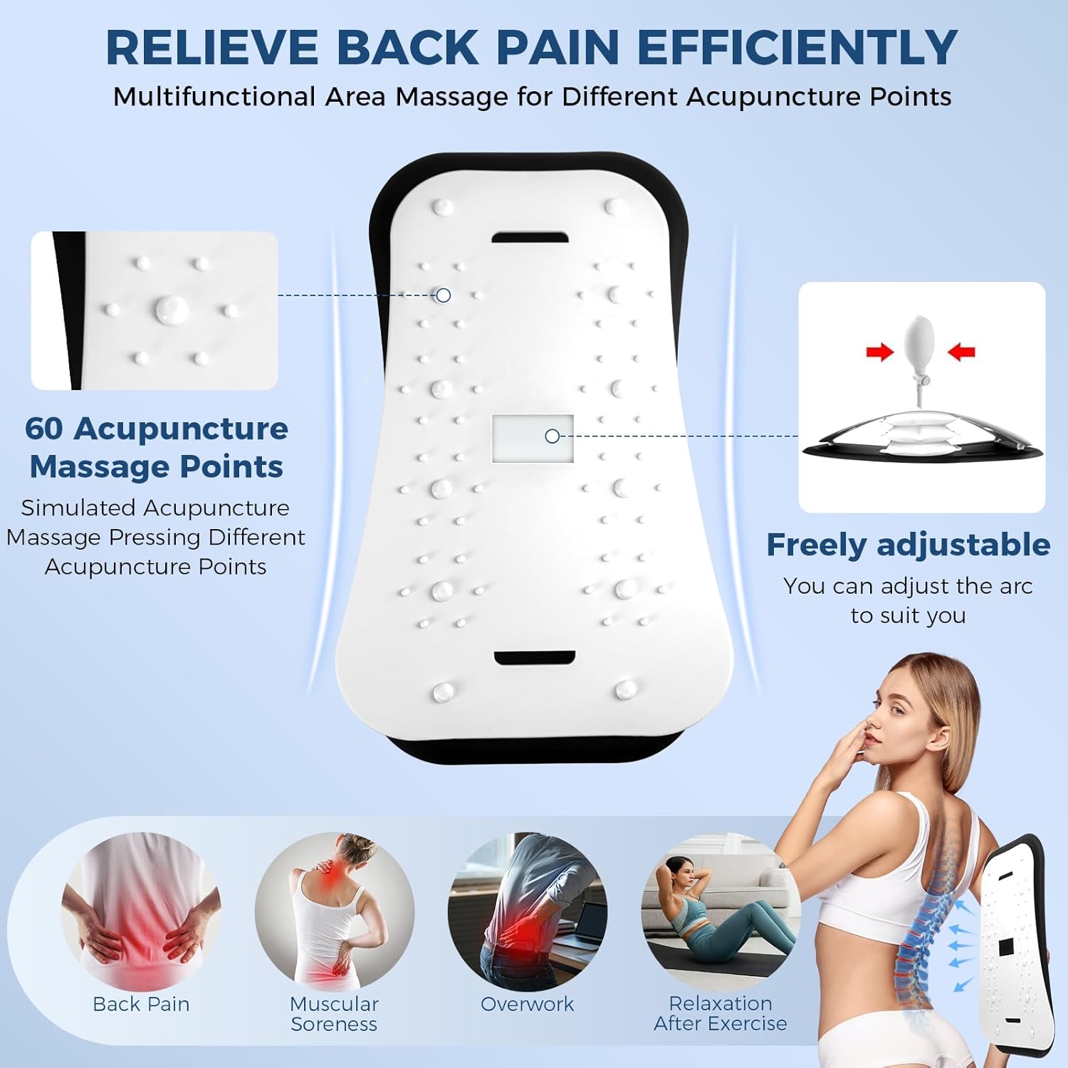 Back Stretcher for Lower Back Pain Relief,Adjustable Lumbar Traction Device, Ergonomic Spine Board with Acupressure Points,Back Massager for Spinal Decompression and Scoliosis - Store - 1